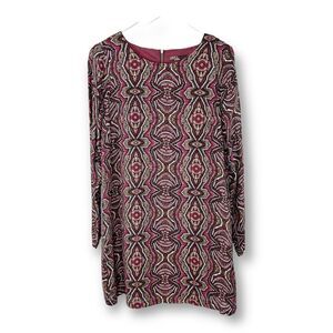 Prana Shift Dress Womens Medium Multi Color Floral Paisley Retro‎ Long Sleeve